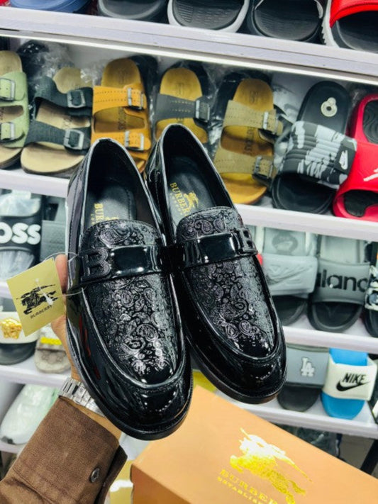 Burbbeerry Black Printed Logo Qulity Loafers For Men
