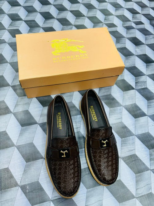 Burbbeerry Brown Printed Logo Qulity Loafers For Men