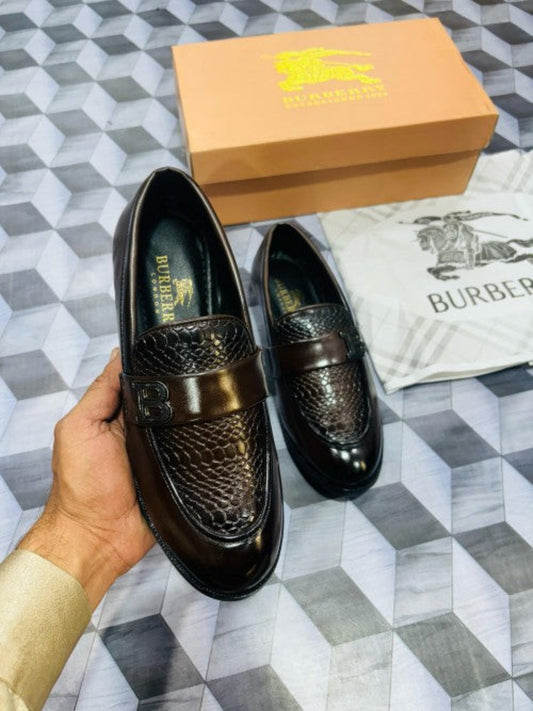 Burbreerry Brown Printed Quality Loafers For Men