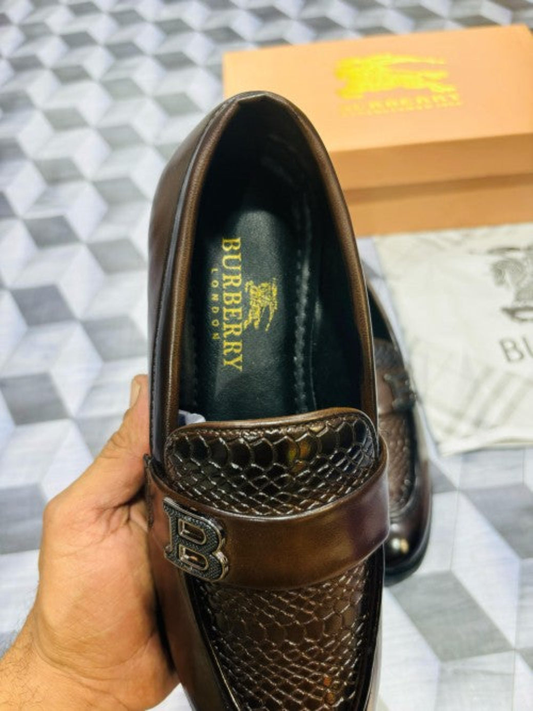 Burbreerry Brown Printed Quality Loafers For Men
