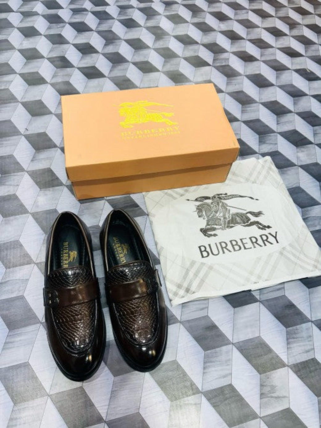 Burbreerry Brown Printed Quality Loafers For Men